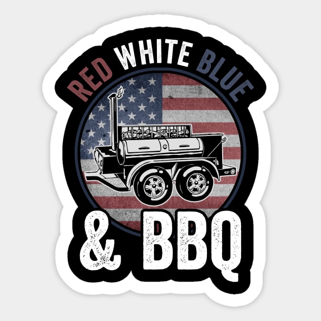 Funny Grilling Dad BBQ 4th Of July USA American Flag Sticker by Visual Vibes